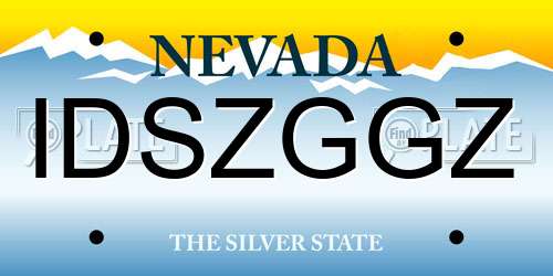 IDSZGGZ Nevada License Plate