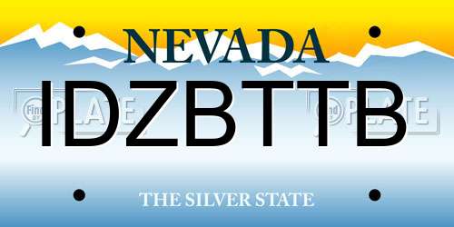 IDZBTTB Nevada License Plate