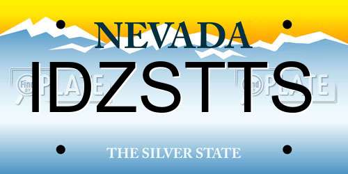 IDZSTTS Nevada License Plate
