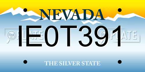IE0T391 Nevada License Plate