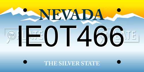 IE0T466 Nevada License Plate