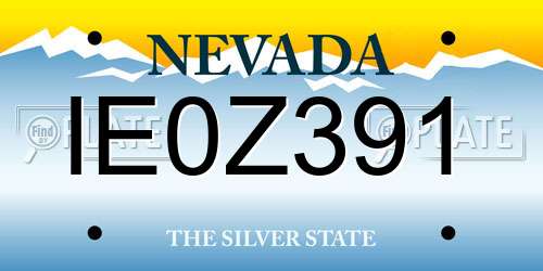 IE0Z391 Nevada License Plate