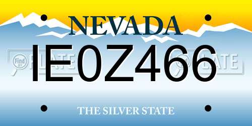 IE0Z466 Nevada License Plate