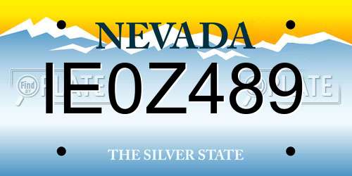 IE0Z489 Nevada License Plate