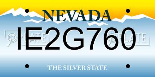 IE2G760 Nevada License Plate