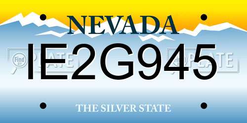 IE2G945 Nevada License Plate