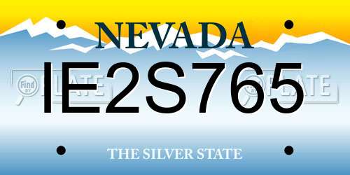 IE2S765 Nevada License Plate