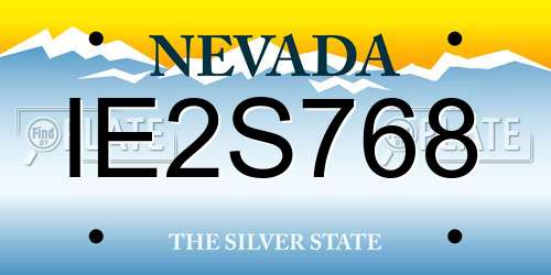 IE2S768 Nevada License Plate