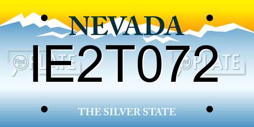 IE2T072 Nevada License Plate
