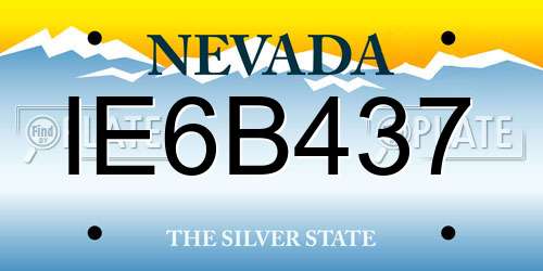 IE6B437 Nevada License Plate