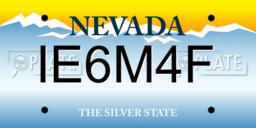 IE6M4F Nevada License Plate