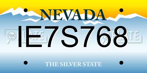 IE7S768 Nevada License Plate