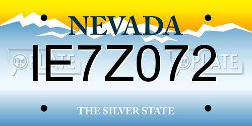 IE7Z072 Nevada License Plate