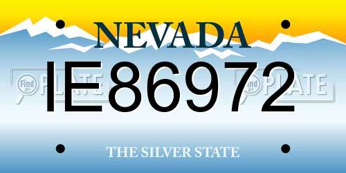 IE86972 Nevada License Plate