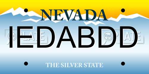 IEDABDD Nevada License Plate