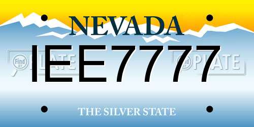 IEE7777 Nevada License Plate
