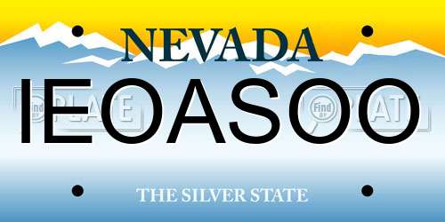 IEOASOO Nevada License Plate