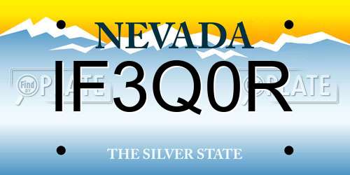 IF3Q0R Nevada License Plate