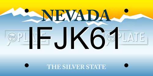 IFJK61 Nevada License Plate