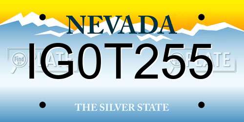 IG0T255 Nevada License Plate