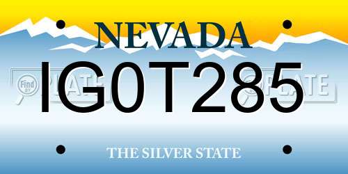IG0T285 Nevada License Plate