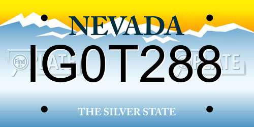 IG0T288 Nevada License Plate