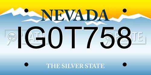 IG0T758 Nevada License Plate