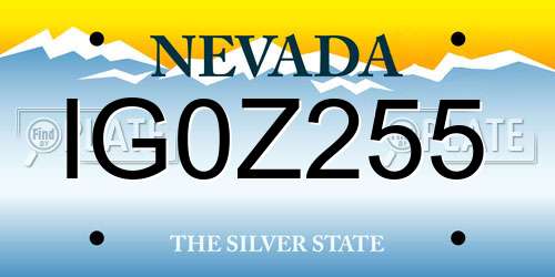 IG0Z255 Nevada License Plate