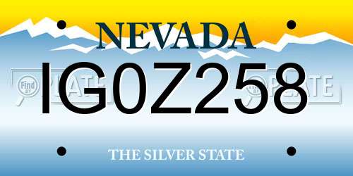 IG0Z258 Nevada License Plate