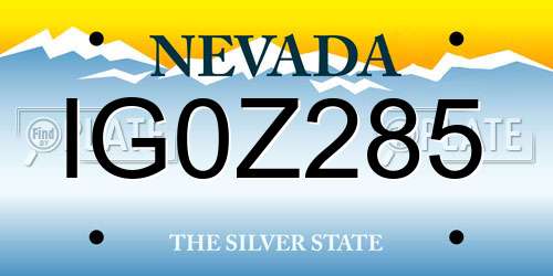IG0Z285 Nevada License Plate