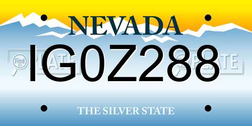 IG0Z288 Nevada License Plate