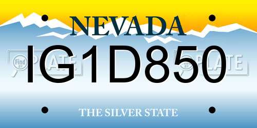 IG1D850 Nevada License Plate