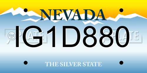 IG1D880 Nevada License Plate