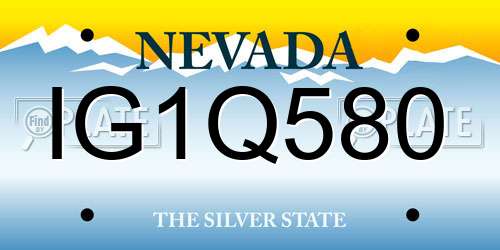 IG1Q580 Nevada License Plate