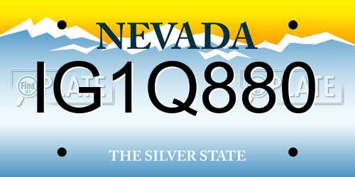 IG1Q880 Nevada License Plate