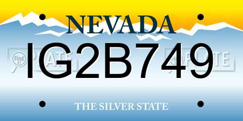IG2B749 Nevada License Plate