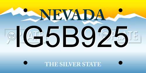 IG5B925 Nevada License Plate