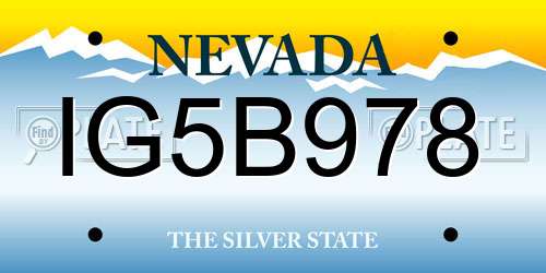 IG5B978 Nevada License Plate