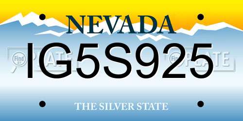 IG5S925 Nevada License Plate