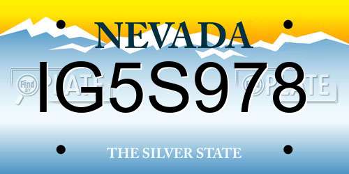 IG5S978 Nevada License Plate