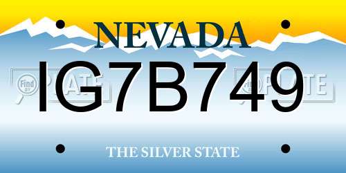 IG7B749 Nevada License Plate