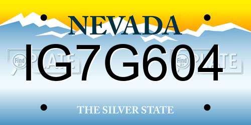 IG7G604 Nevada License Plate