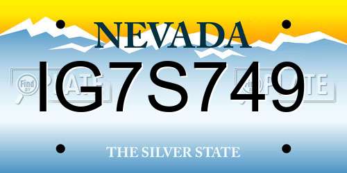 IG7S749 Nevada License Plate