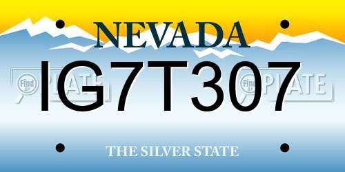 IG7T307 Nevada License Plate