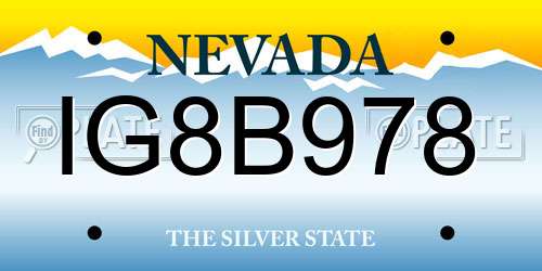IG8B978 Nevada License Plate