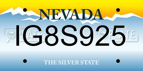 IG8S925 Nevada License Plate