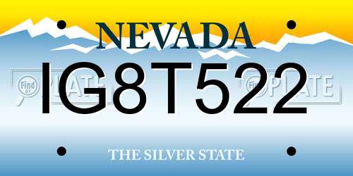 IG8T522 Nevada License Plate