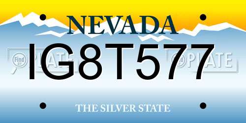 IG8T577 Nevada License Plate