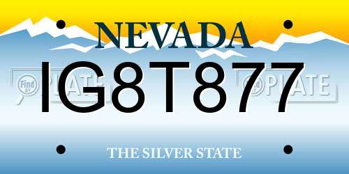 IG8T877 Nevada License Plate