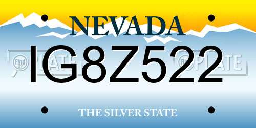 IG8Z522 Nevada License Plate